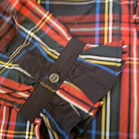 J.Crew Jeweled Button Popover Tunic Top Black Stewart Tartan Plaid Sz 0 $128 - Picture 6 of 9